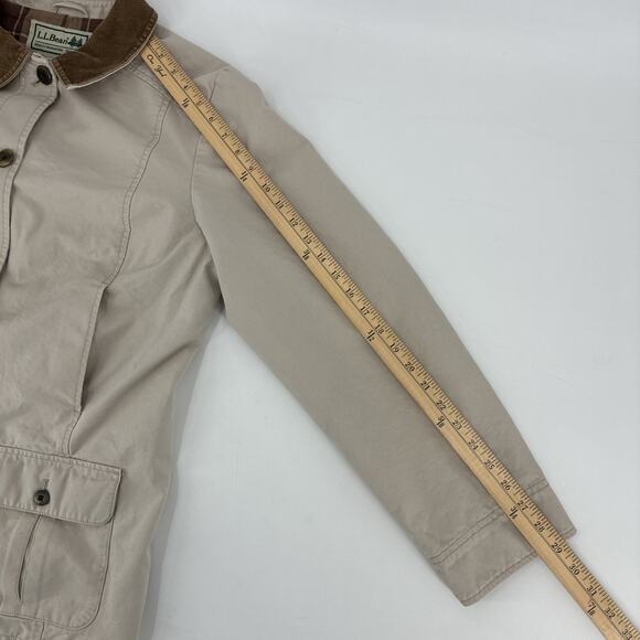 LL Bean Adirondack Barn Chore Coat Women Large Beige Flannel Lined Corduroy - Picture 13 of 14